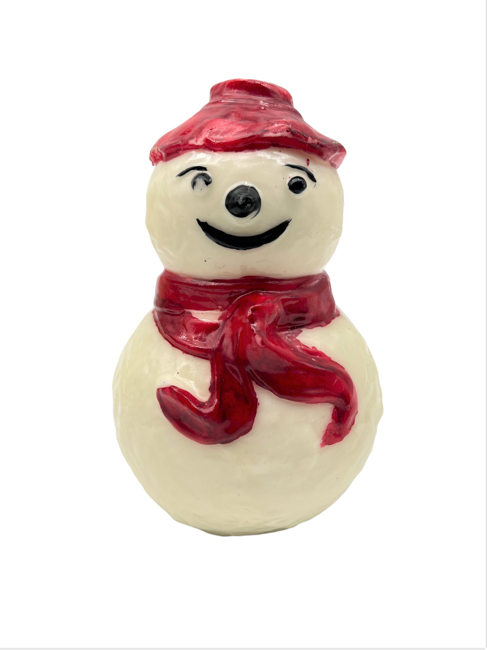 Vintage Snowman Leadless Wick Candle 7x4.5" Strawbridge & Clothier Made In Italy
